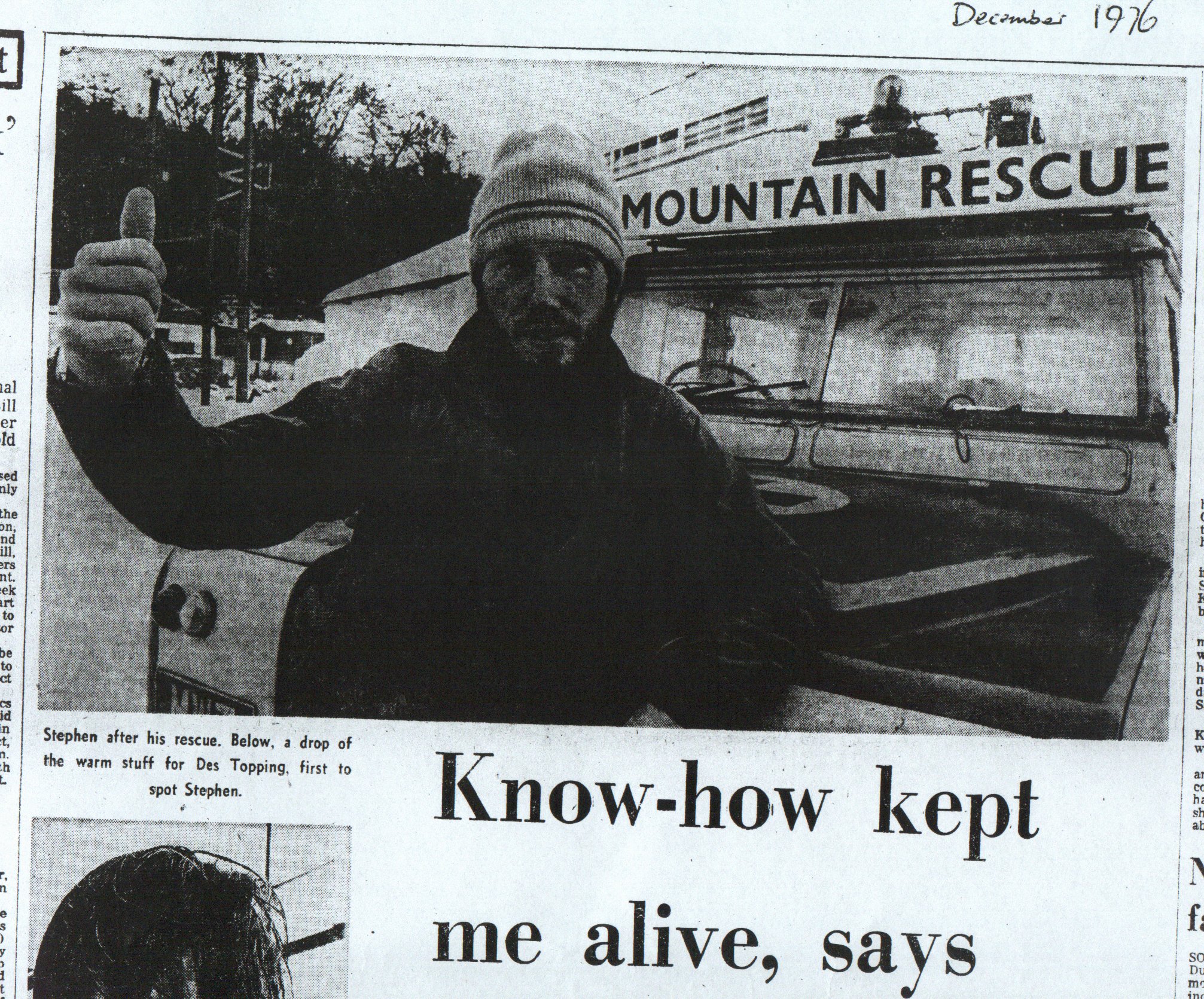 Know-how keps me alive says fell ordeal victim
Photo: Stephen Jones, Mickle Fell, snow, callout, successful   
