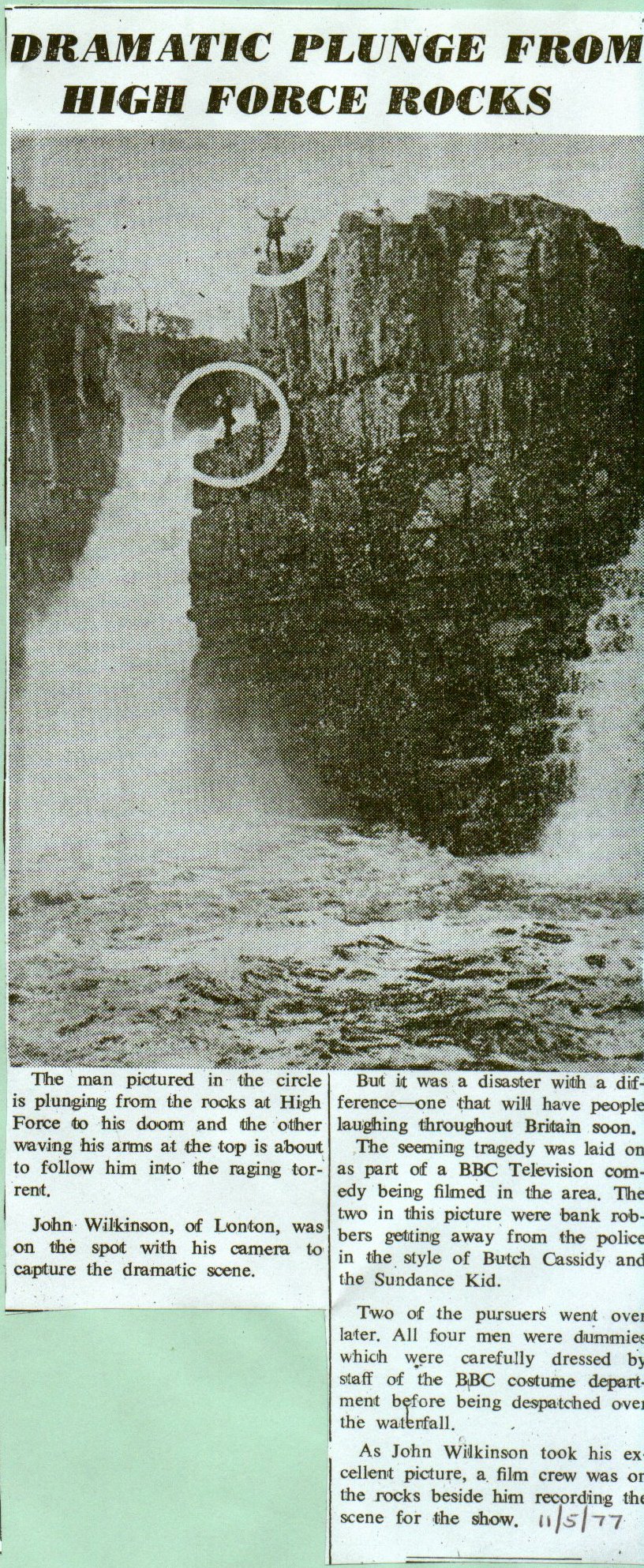  Dramatic plunge from High Force rocks

High Force, bbc, tv, filming