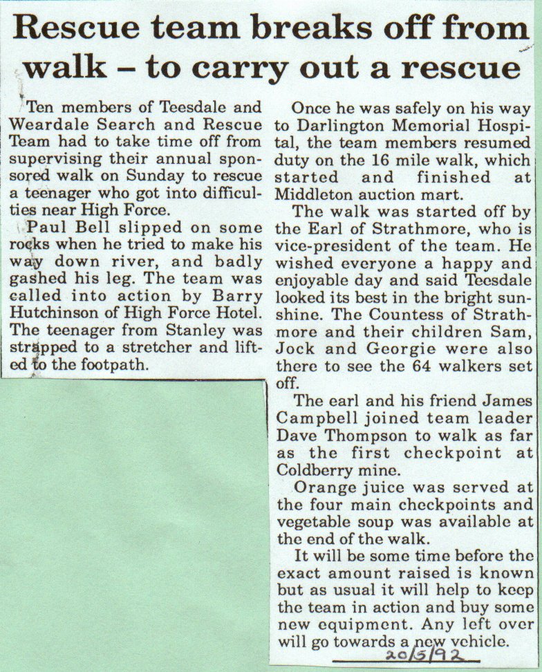 Rescue Team break off from walk to carry out rescue