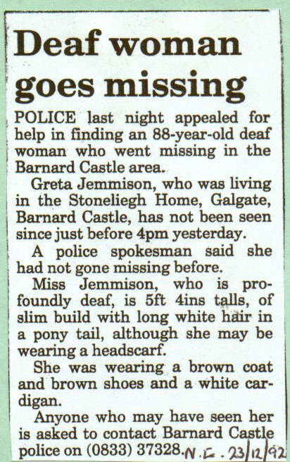 Deaf woman goes missing
