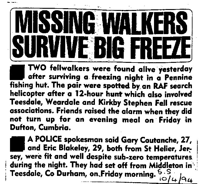 Missing Walker survives Big Freeze 